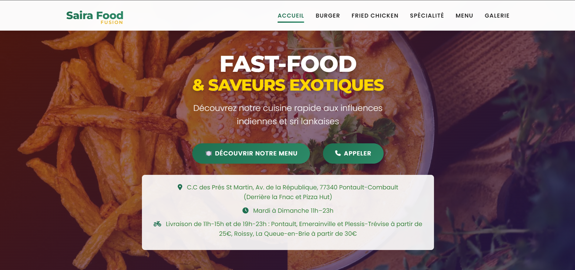 Aperçu du site Saira Food